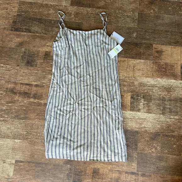 1 State cocktail dress Linen stripped adjustable straps NWT - Picture 4 of 9